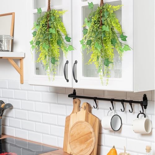 2 Pcs 24 Inch Artificial Green Fern Teardrop Wreath