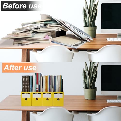 Yellow Cardboard Magazine Holder 2 Pack Desk File Organizer