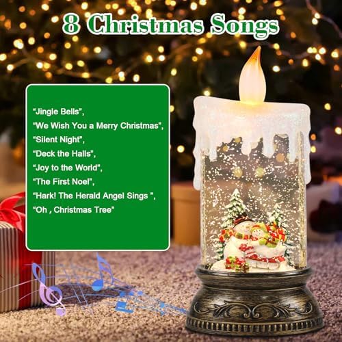 Wondise Rechargeable Snow Globe Lamp with Music and 6H Timer