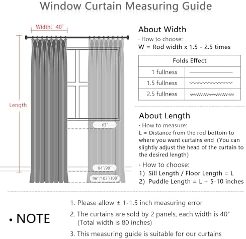 MYSKY HOME Linen Curtains 84 x 40 2 Panels Set