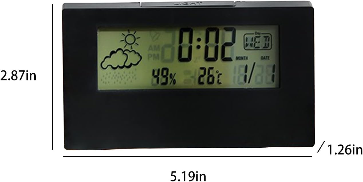 Lovskoo Digital Clock Alarm with Weather and Temperature