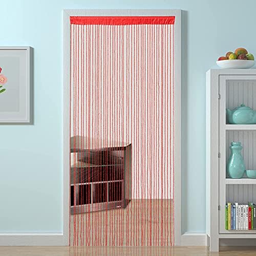 Red Spaghetti String Curtain Panel 100x220cm Doorway Privacy Decor