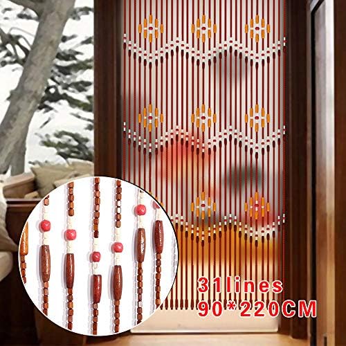 Wooden Beaded Curtain with 31 Lines Doorway Decor