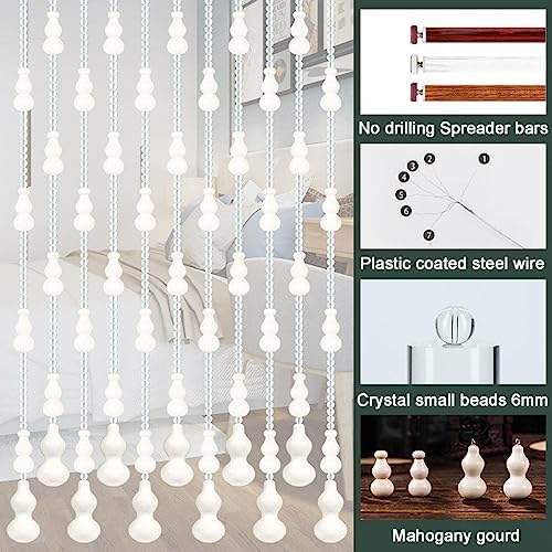Wood Beaded Curtain with Gourd Shape Beads 32 Strands 105x205cm