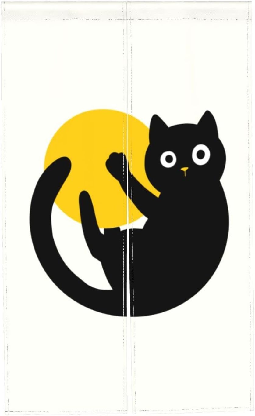 NA Lovely Cat Moon Doorway Curtain White Tapestry