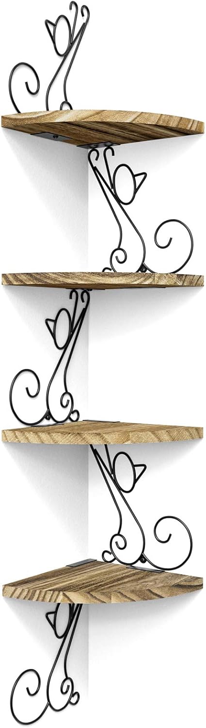 Alsonerbay 4 Tier Floating Corner Shelf in Cat Shape