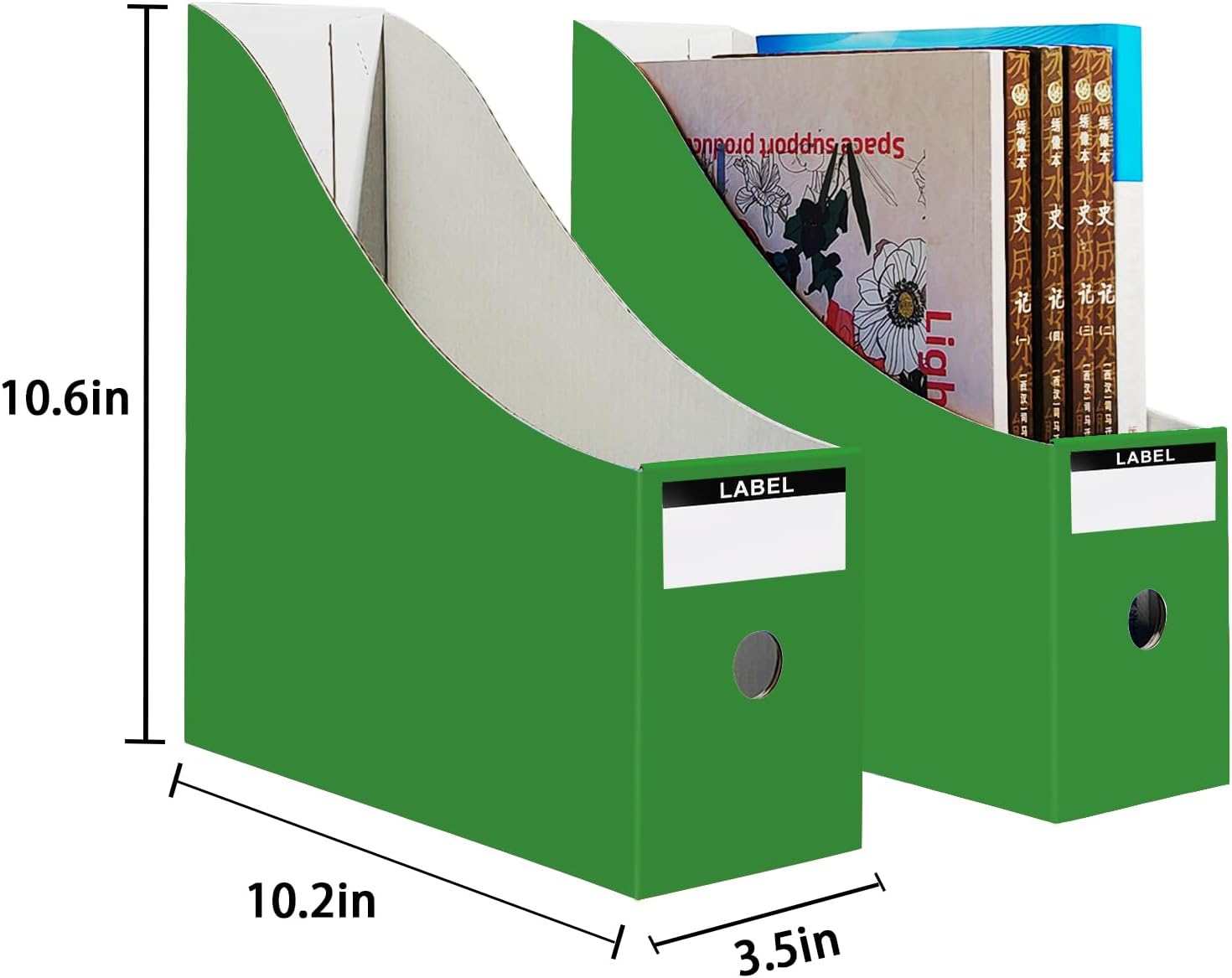 2 Pack Grass Green Cardboard File Storage Box with Labels