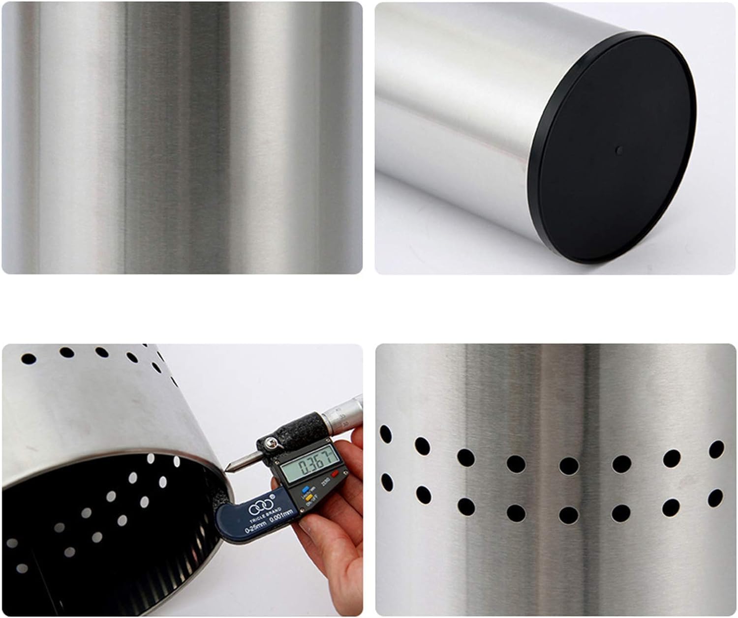 TFCFL Stainless Steel Umbrella Stand Bucket Silver Metal Umbrella Holder Rack