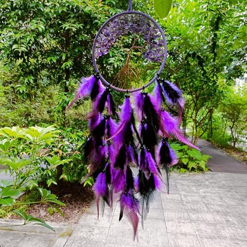 RAGKUU Black Purple Dream Catcher Wall Decor