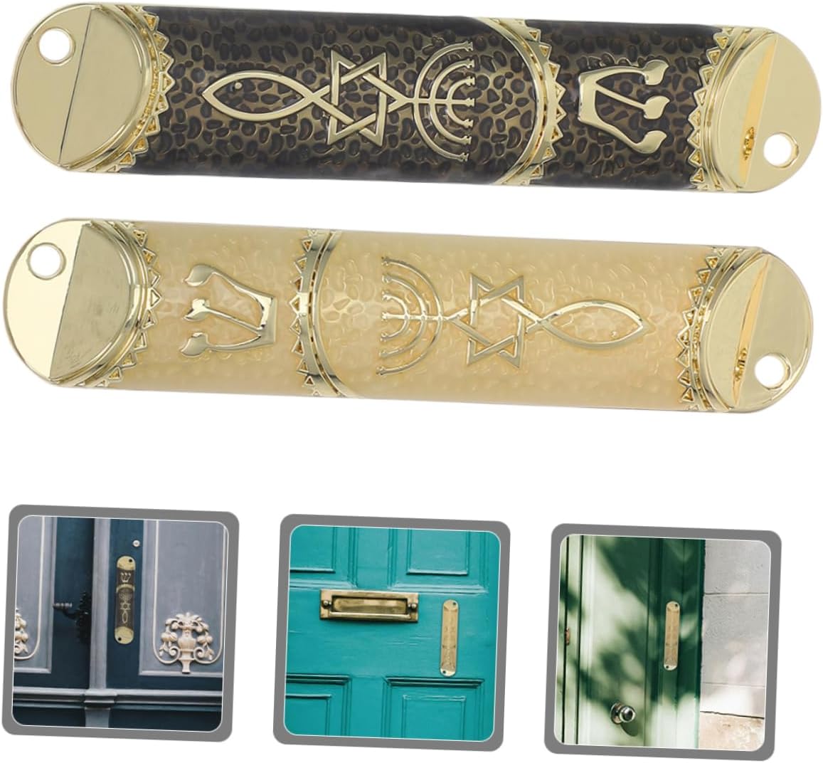 Wakauto 2 Sets Zinc Alloy Mezuzah Door Blessing Decor