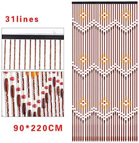 354 x 866in Wood Beaded Curtain for Room Divider Brown