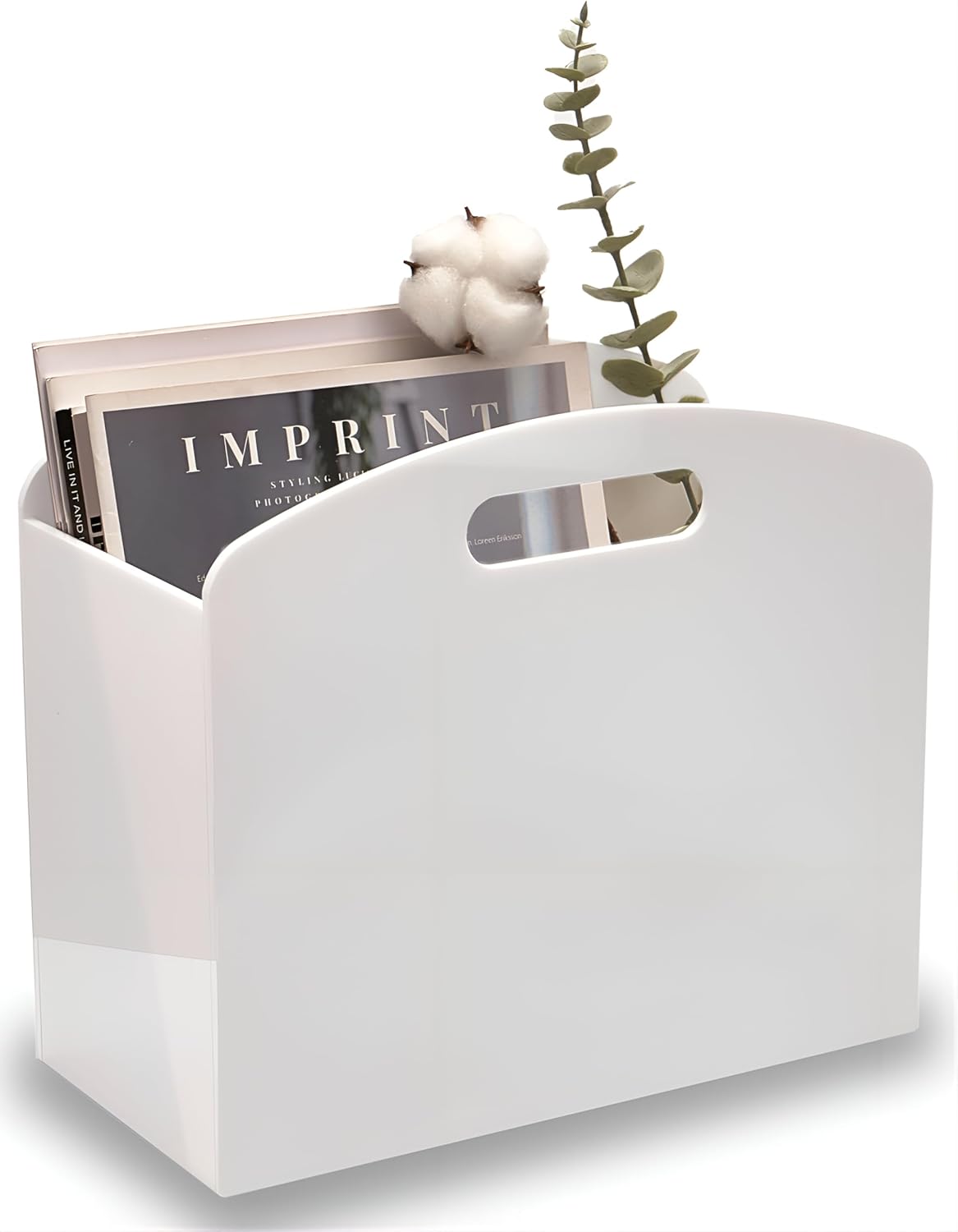 White Magazine Holder - Modern Acrylic Rack for Home