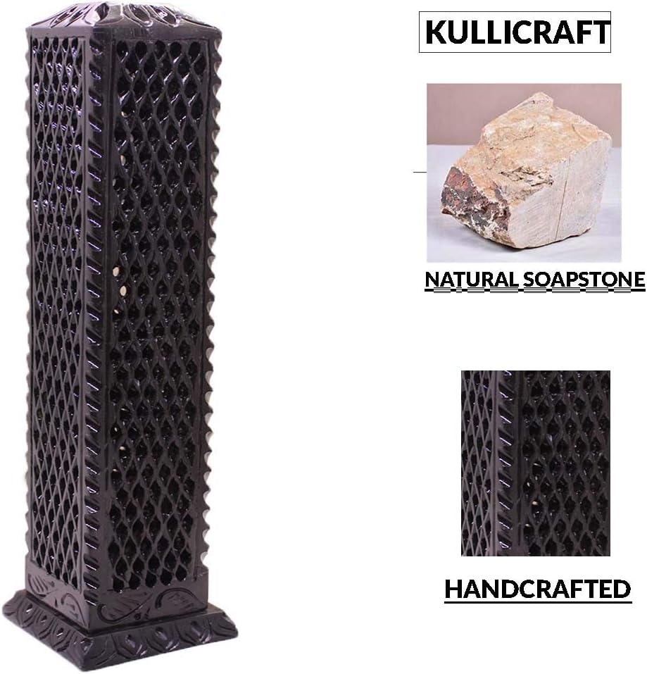 KC KULLICRAFT Handmade Black Soapstone Incense Stick Burner