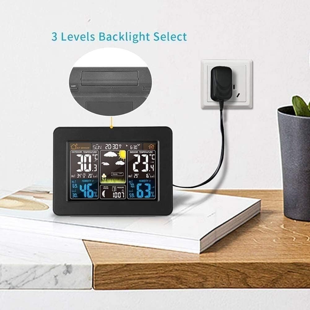 HD Weather Station with Alarm Clock and Moon Phase Display