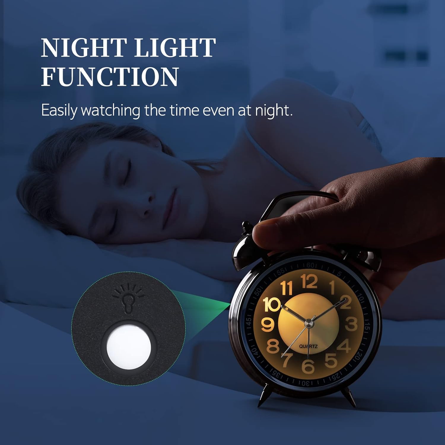 Super Loud Alarm Clock with Backlight and Silent Ticking
