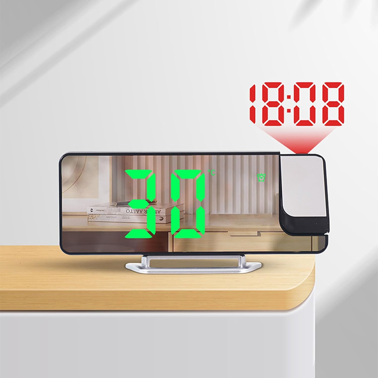 Projection Alarm Clock with Rotatable Display and LED Screen