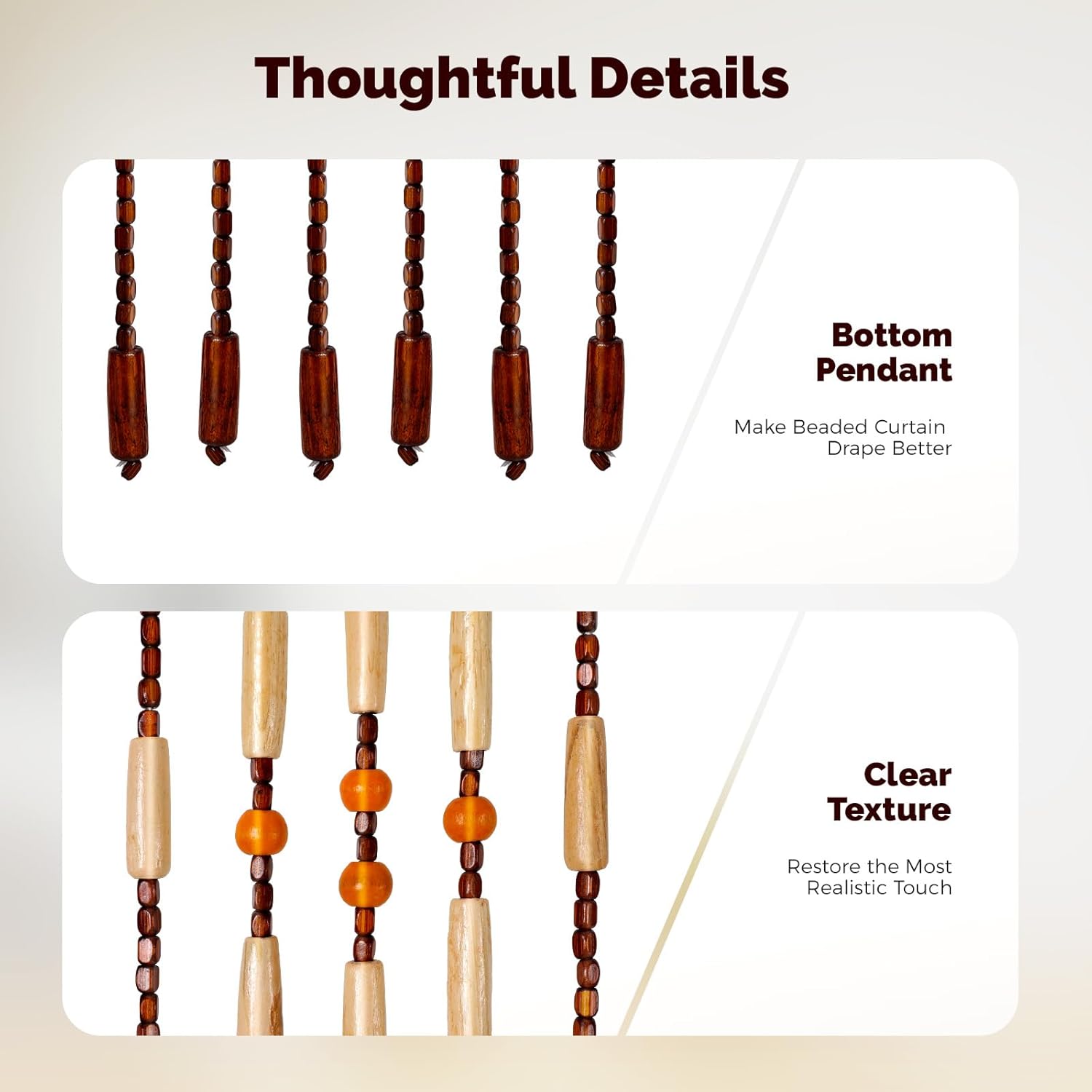 Handmade Bamboo Beaded Curtain - 31 Strands Chocolate Brown
