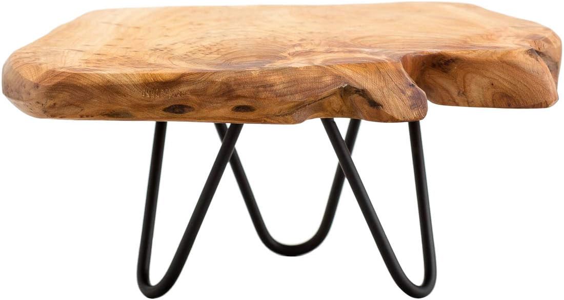 TJ Global Natural Edge Wooden Stand with Hairpin Legs