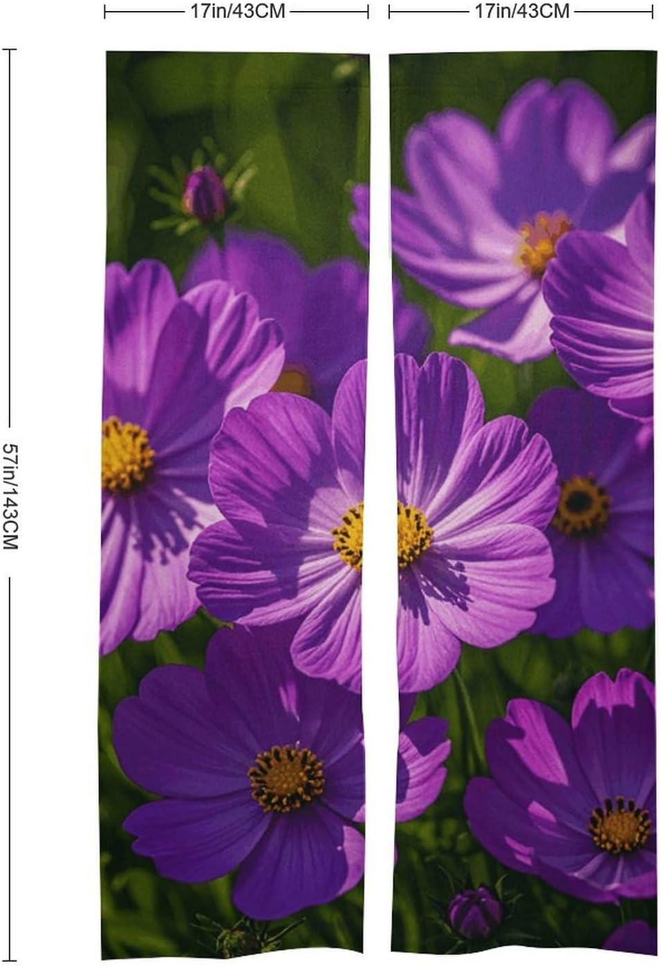 Purple Flowers Door Cover Curtain 57x17 Inches