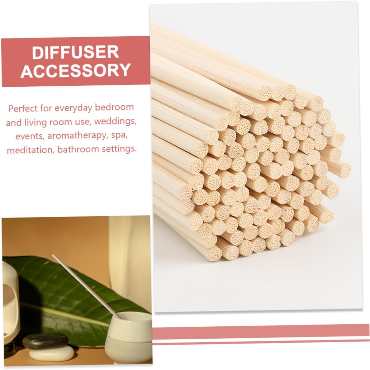 Cabilock 100pcs Natural Aromatherapy Rattan Diffuser Sticks