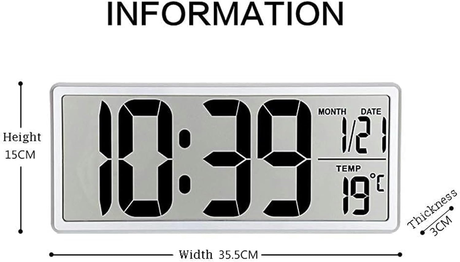 Creative Multifunction Desktop Alarm Clock with 14-Inch LCD Display