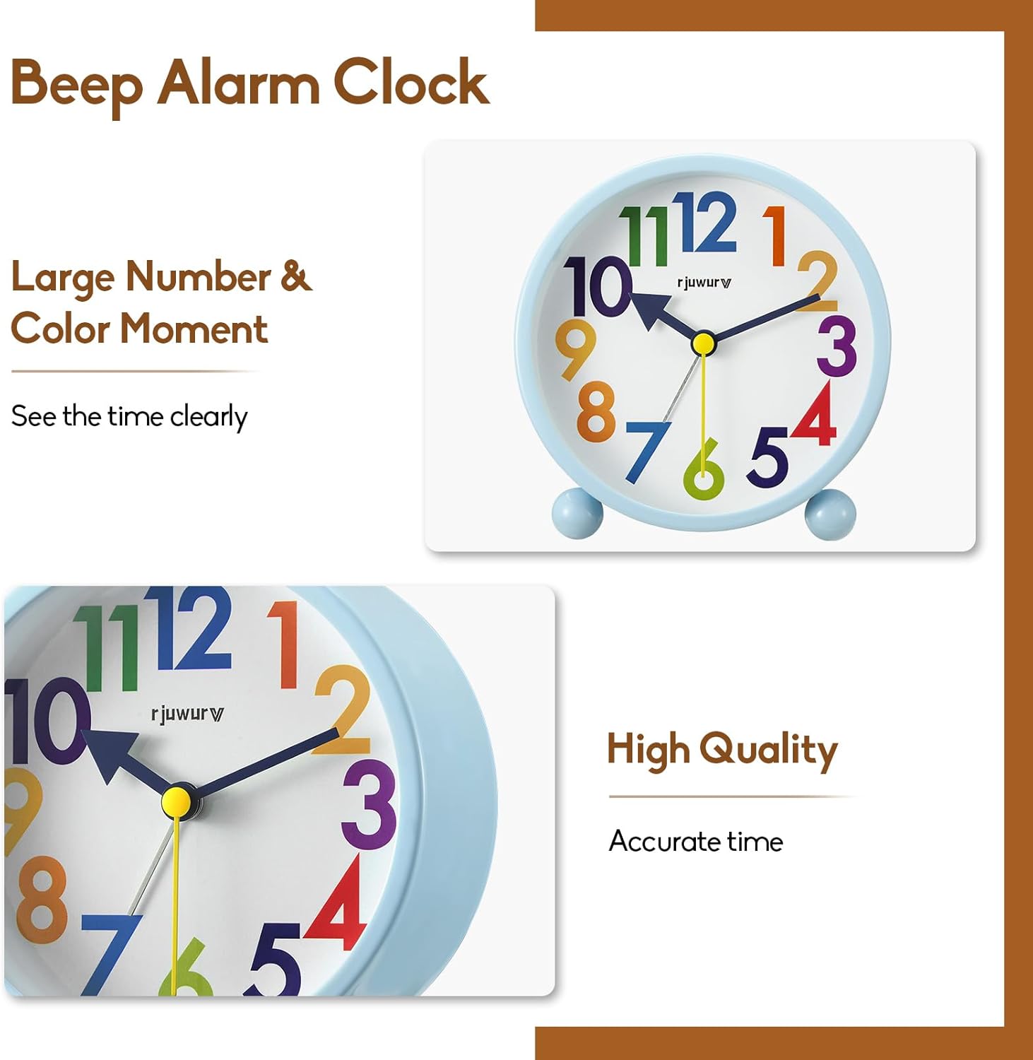 Metal Super Silent Beep Alarm Clock Ice Blue