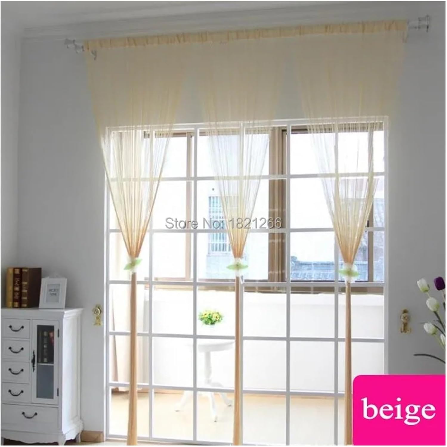 Tassel String Curtains 300x260cm Solid Color Panel