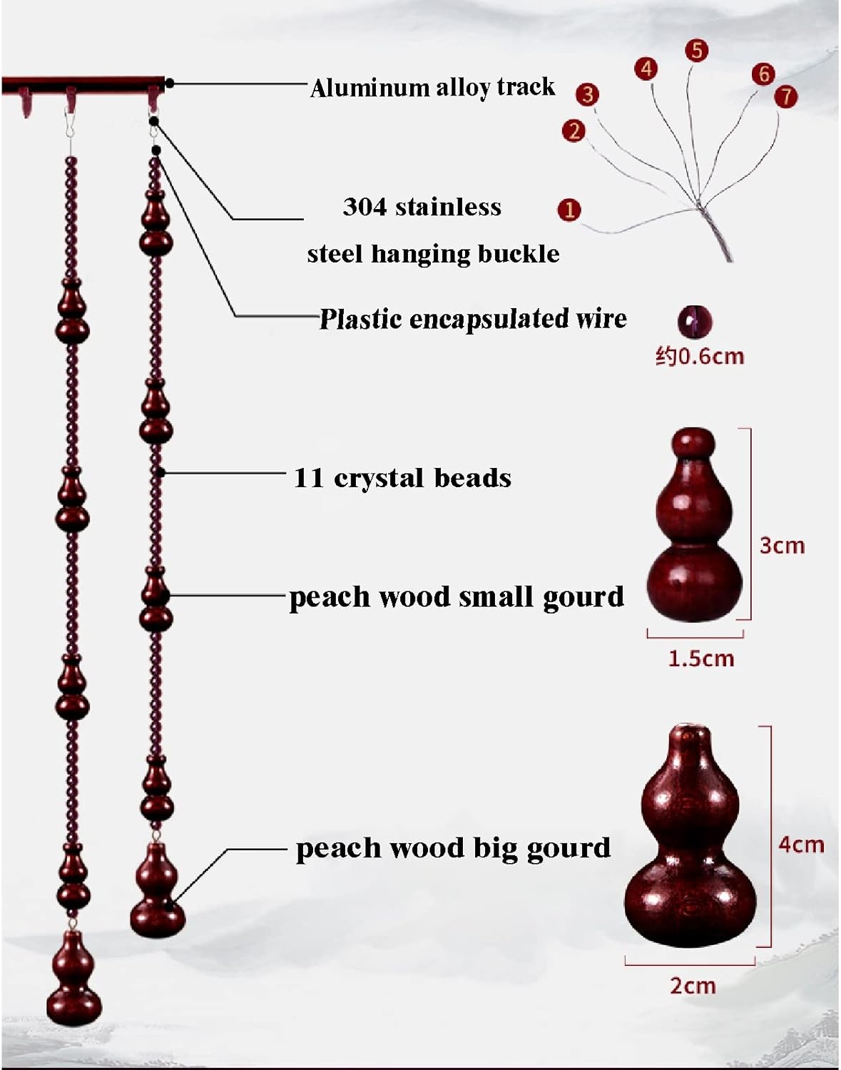 ZHANGQINGXIU Wooden Bead Door Curtain Decor Panel