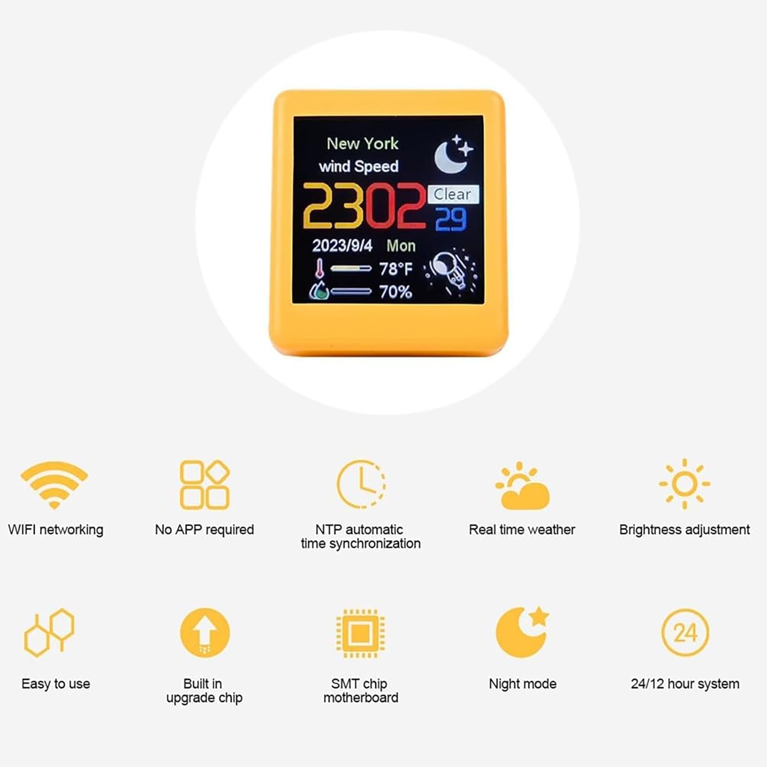 Cute LED Alarm Clock with Smart Weather and WiFi