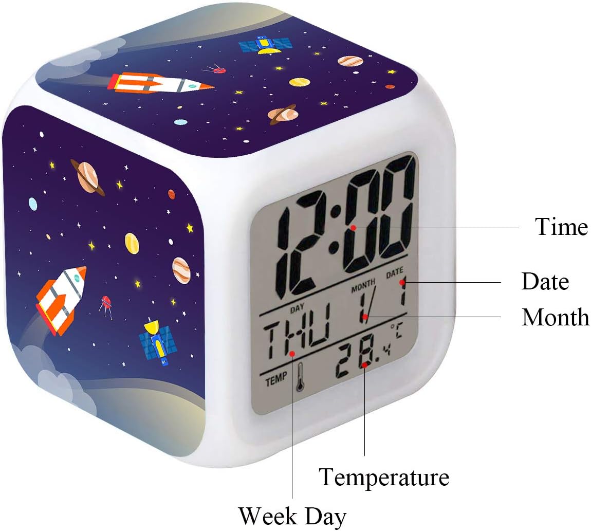 LED Alarm Clock with Glowing Space Design