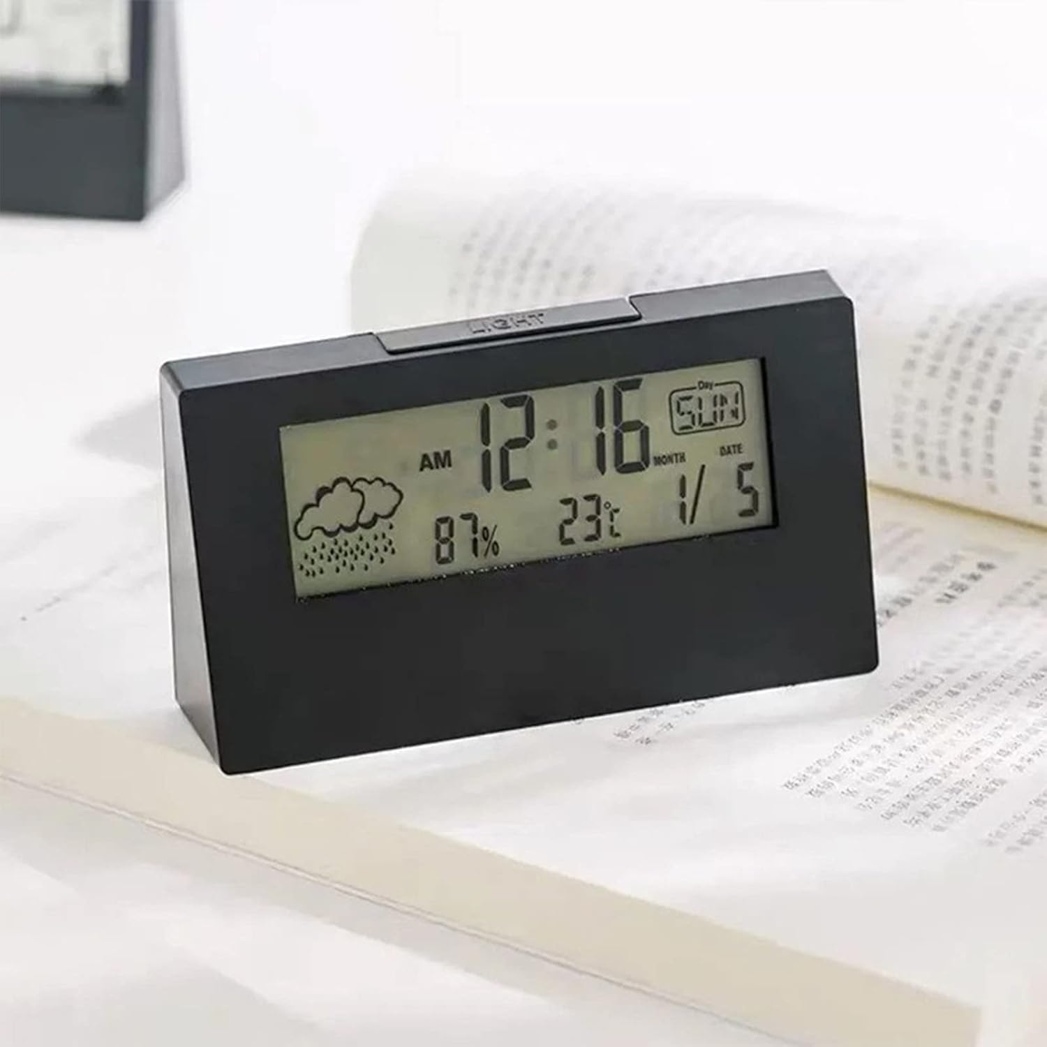 Lovskoo Digital Clock Alarm with Weather and Temperature