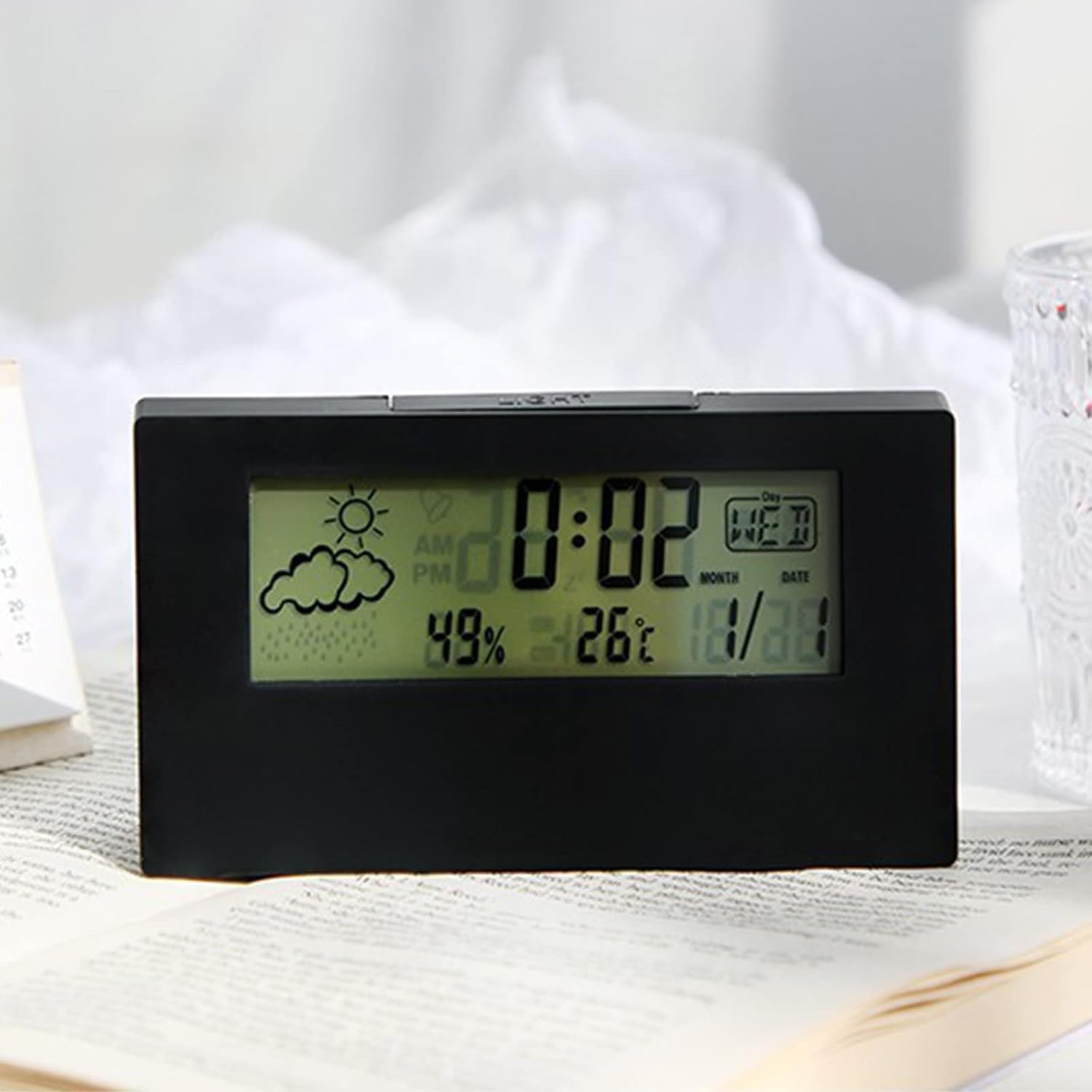 Lovskoo Digital Clock Alarm with Weather and Temperature