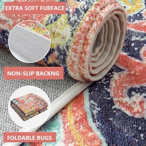 Boho Tribal Runner Rug Soft Low Pile Hallway Carpet