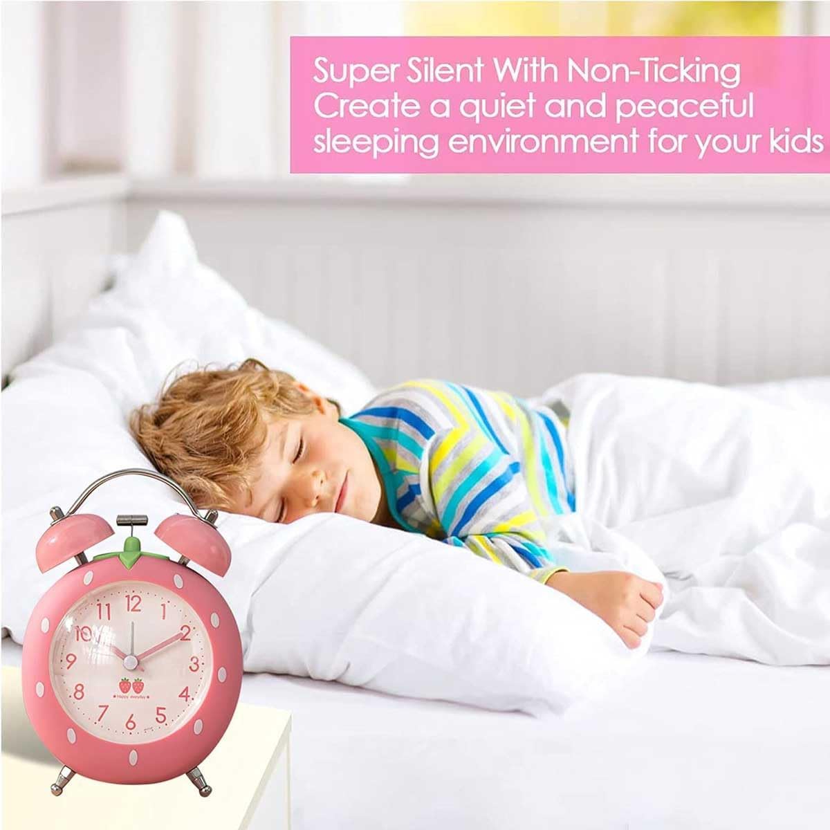 4 Inch Strawberry Alarm Clock for Heavy Sleepers and Kids