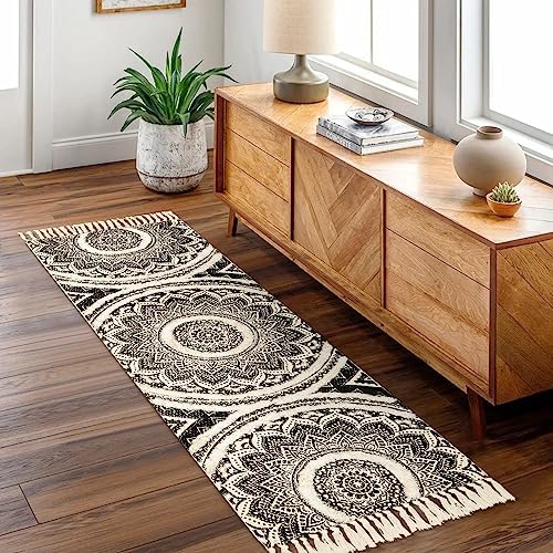 Seavish Boho Runner Rug 2x6 Mandala Pattern Tassels