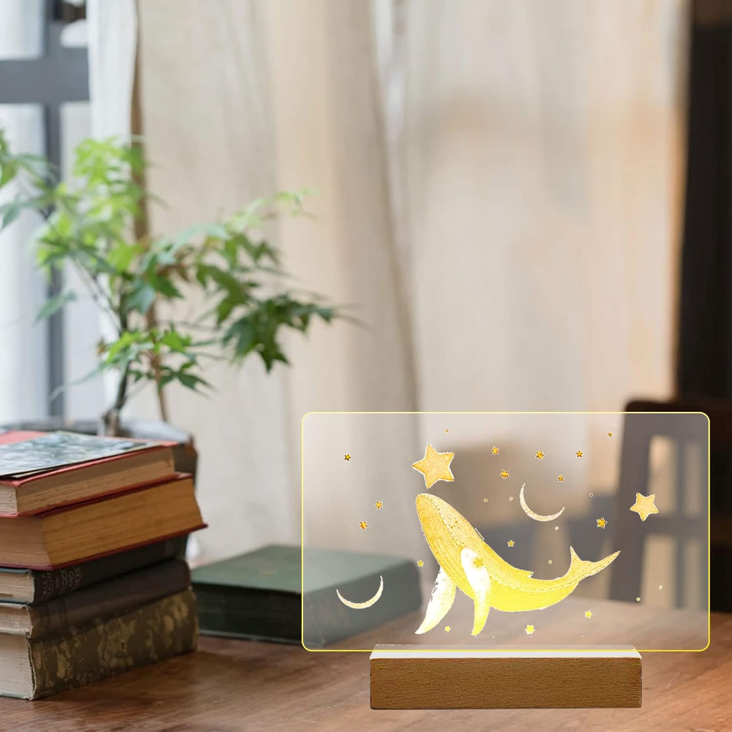 2 Pack Wooden Display Pedestal with Acrylic and LED Light