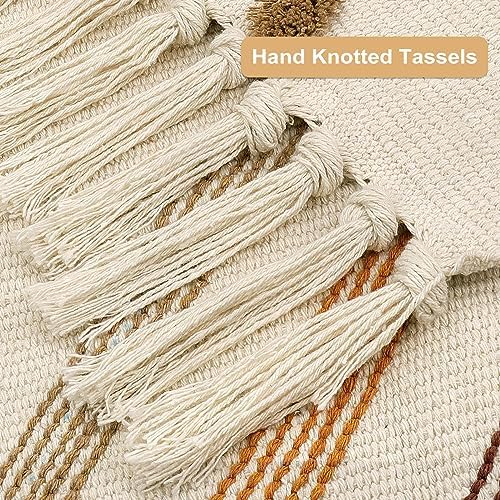 Uphome Boho Runner Rug 2x8 Soft Cotton with Tassels