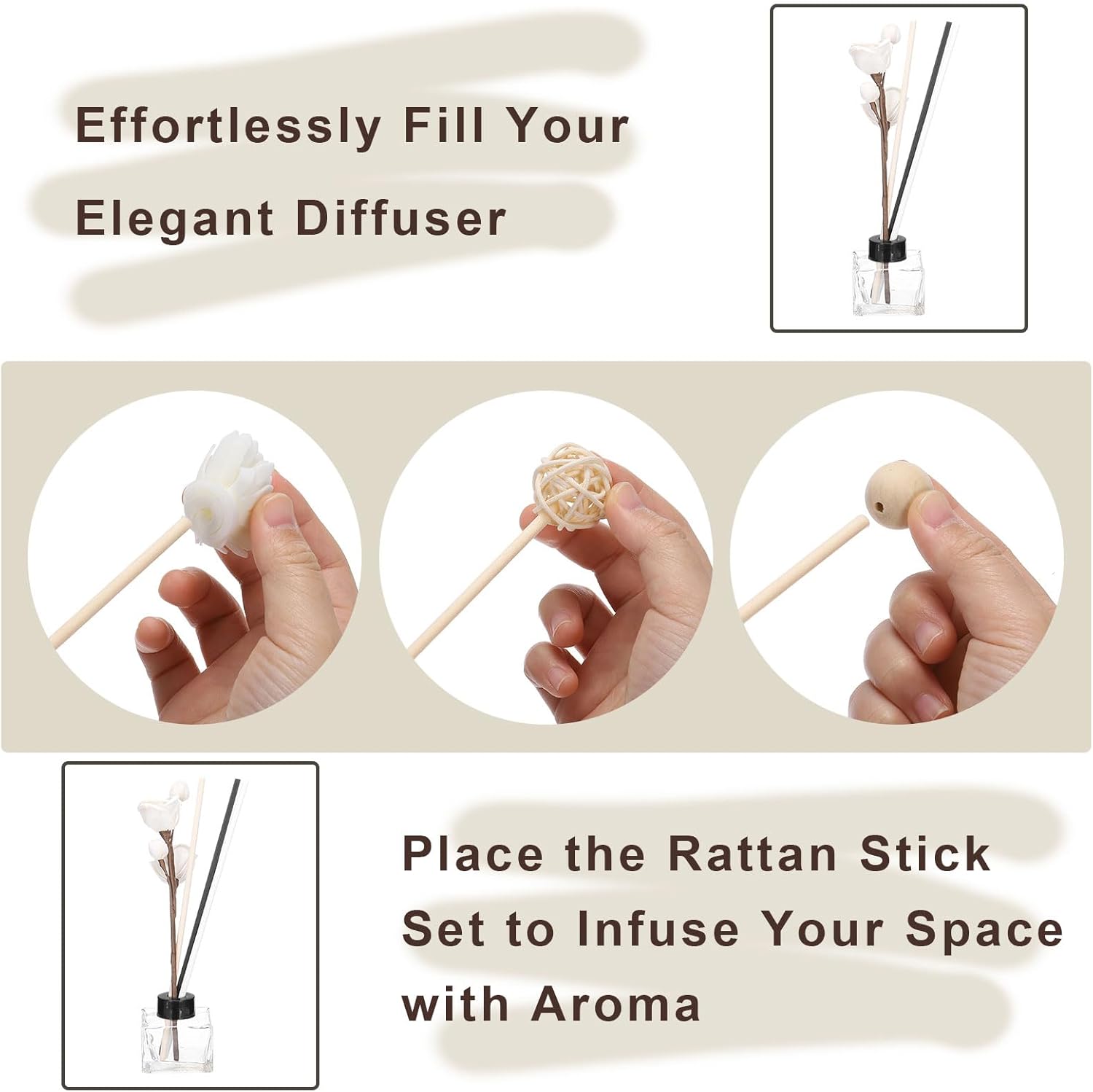 Uxcell 102Pcs Reed Diffuser Sticks Set for Home Hotel Office