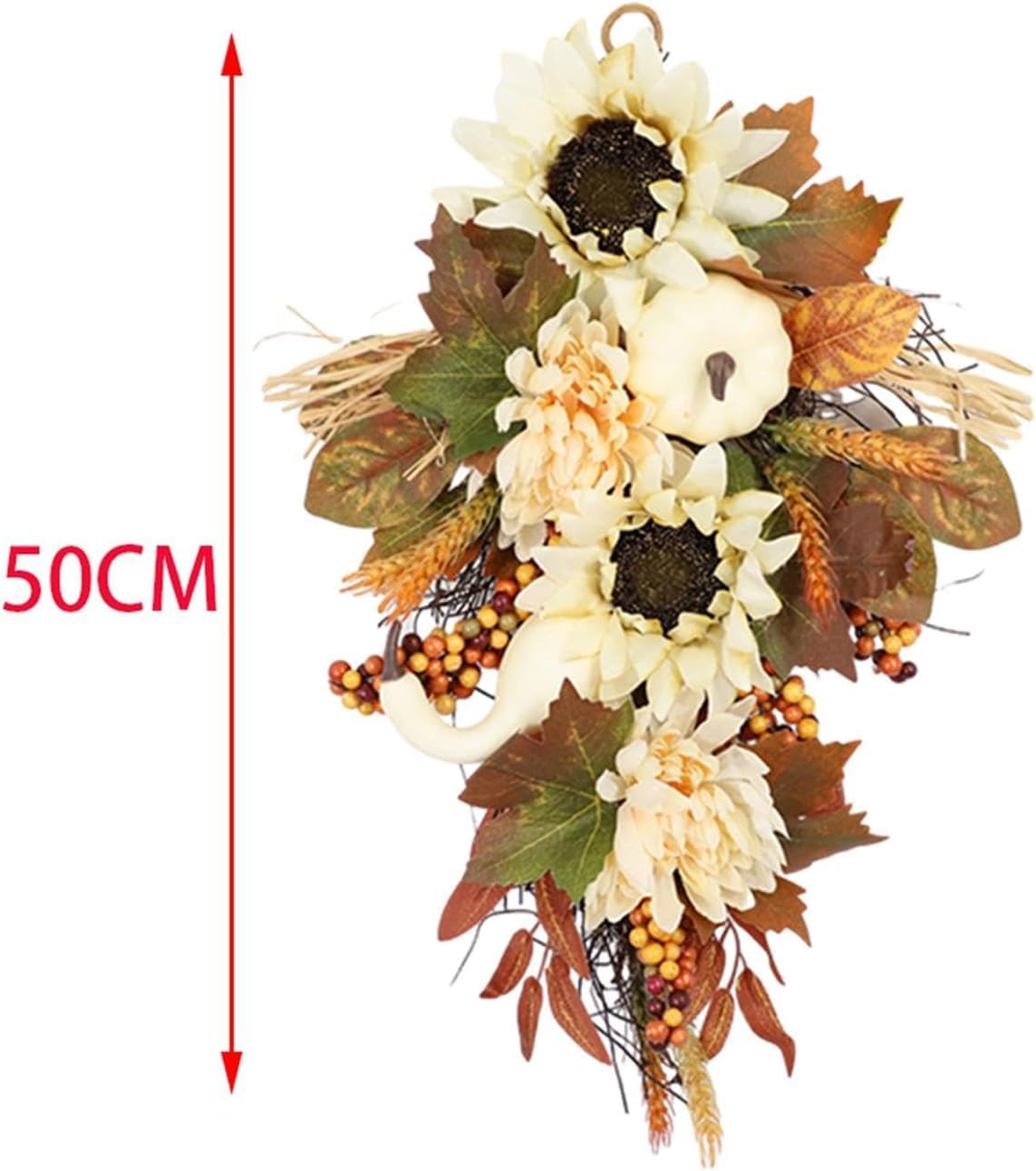 Thanksgiving Teardrop Wreath with Maple Leaves 50cm