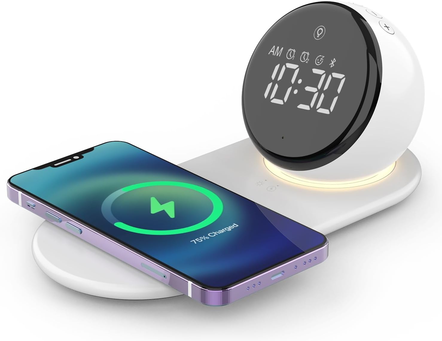 Doopo 5-in-1 Alarm Clock with Wireless Charging and Night Light