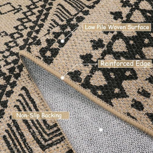 Lahome Boho Jute Black 26x8 Runner Rug