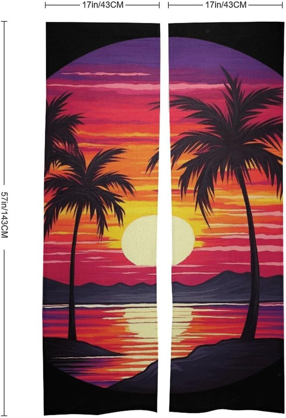 Palm Tree Sunset Door Cover Curtain 57x17 Inches