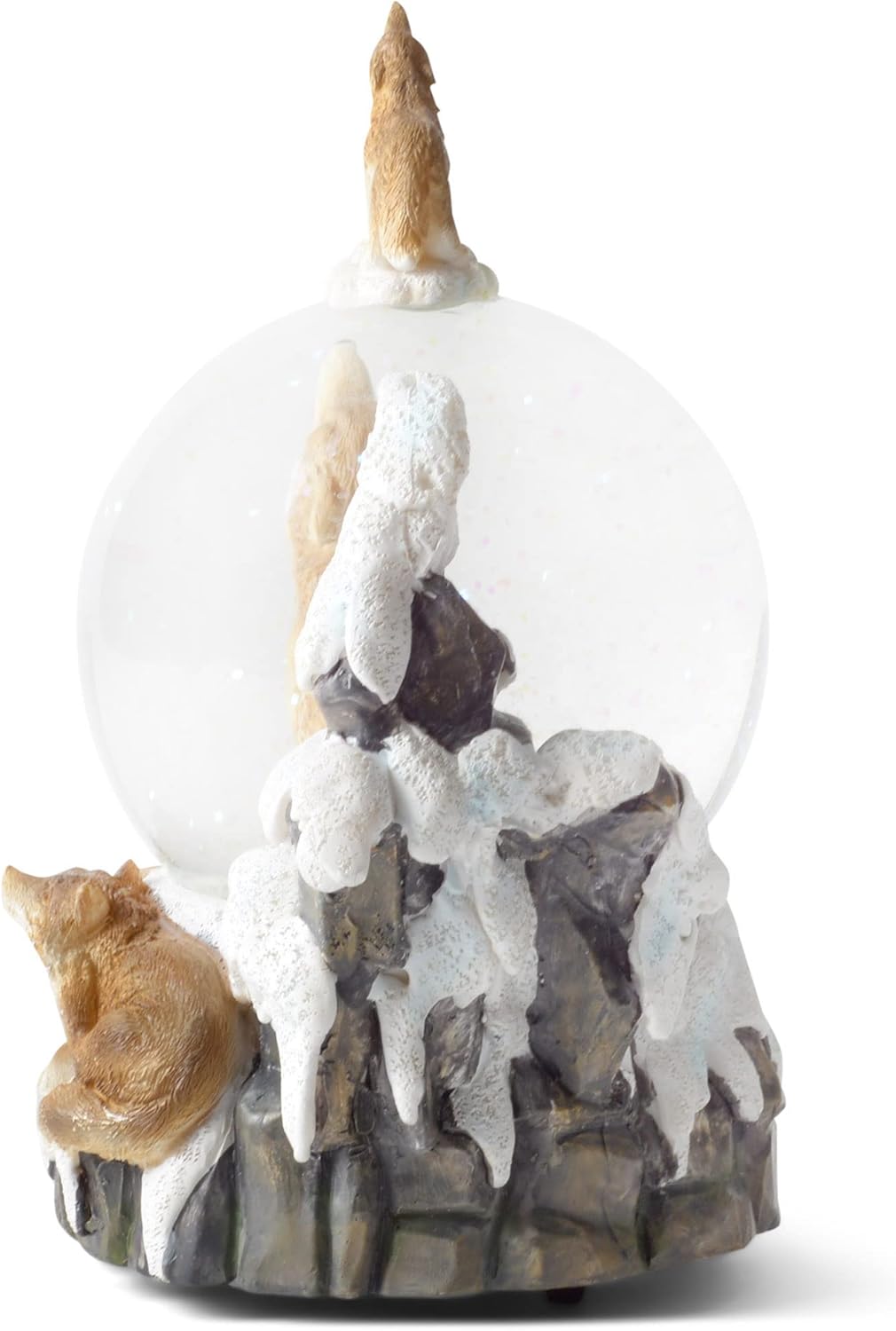 Elanze Designs Howling Glitter Wolf Musical Snow Globe