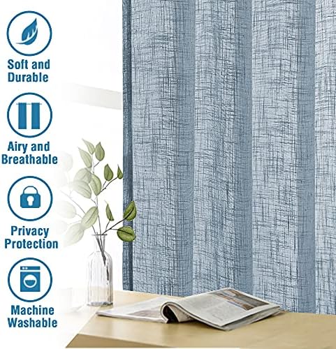 HVERSAILTEX Linen Curtains 52x63in Stone Blue