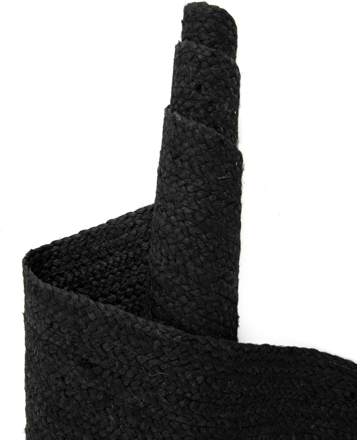 Pure Black Jute Area Rug 3x10 Feet for Living Room