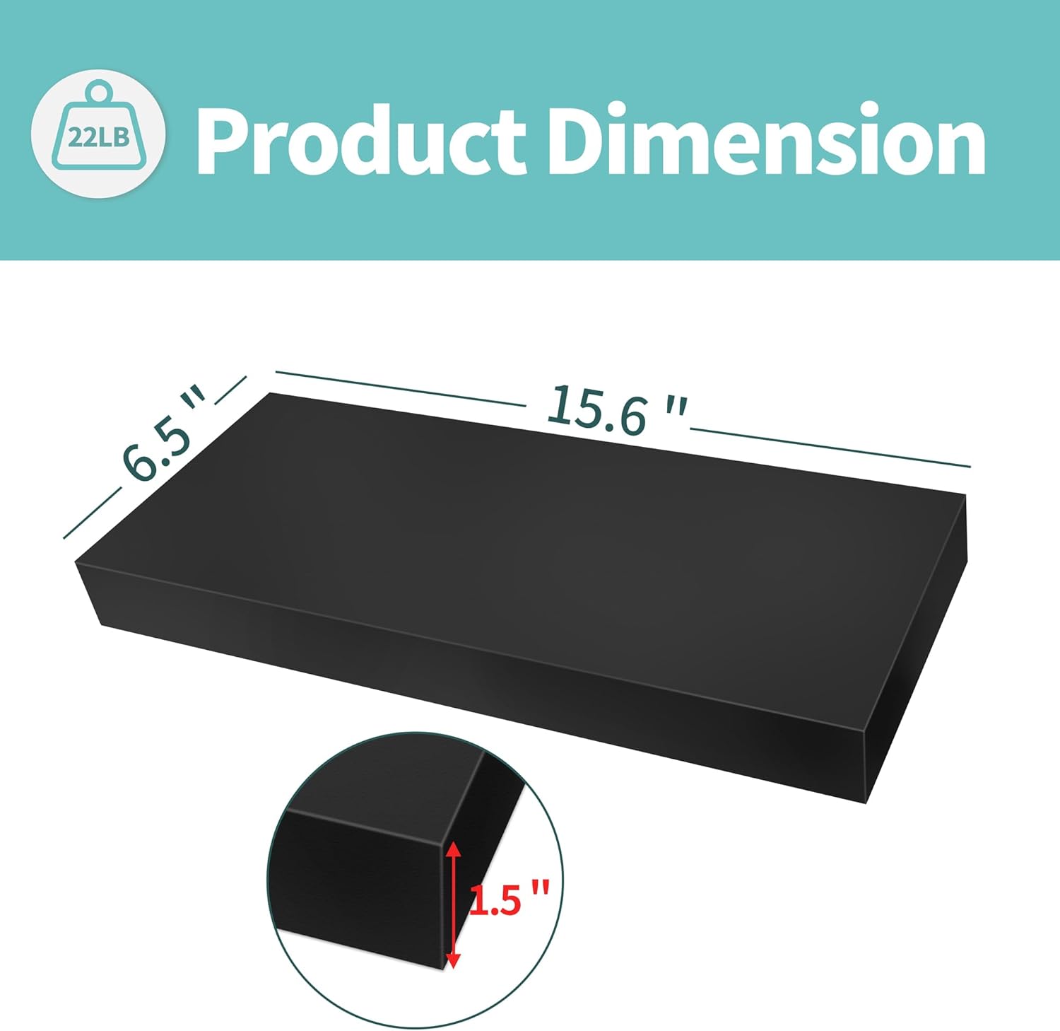 LaVie Home Floating Shelves Set of 3 Classic Black 156 Inch