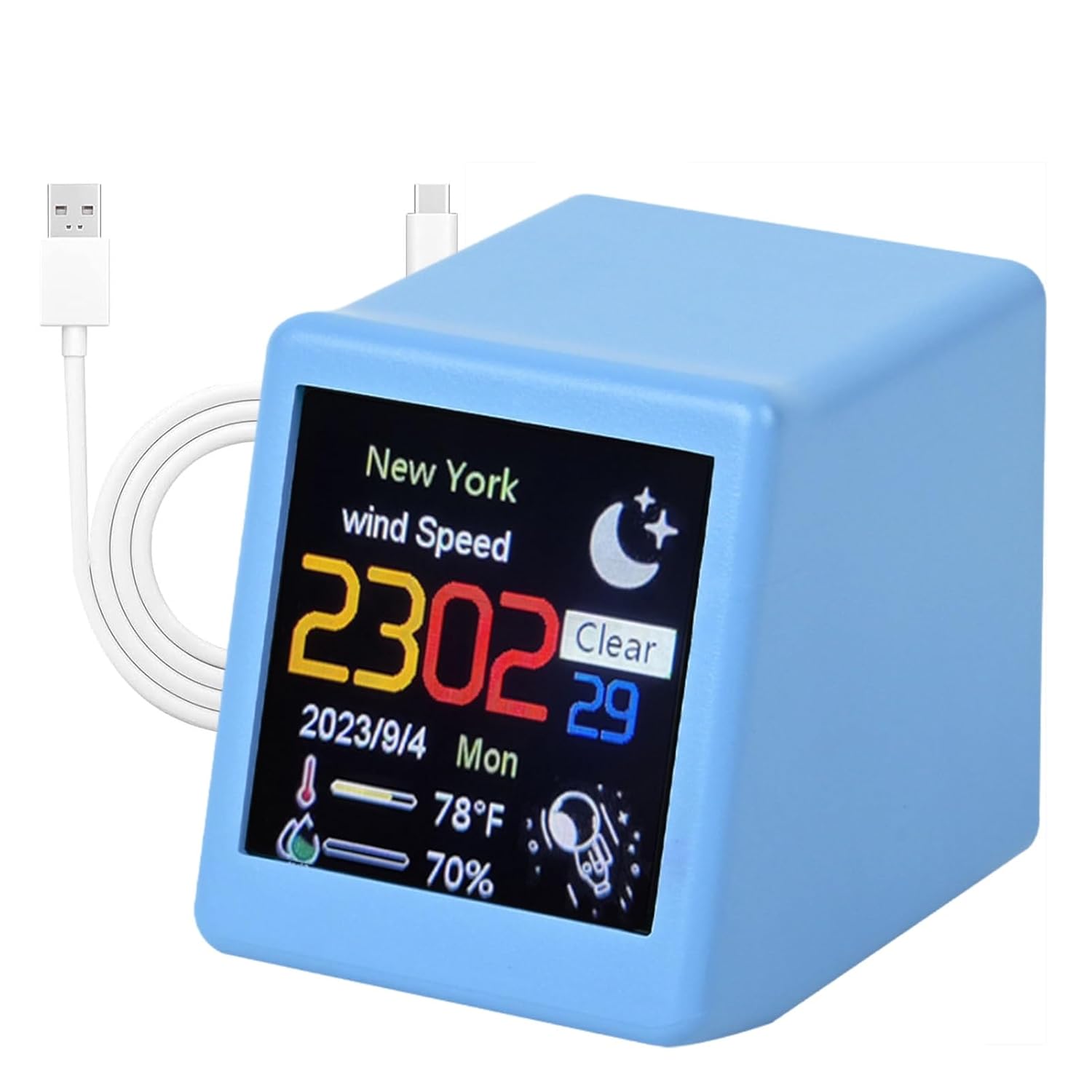 Smart WiFi Weather Alarm Clock with Humidity and Temperature