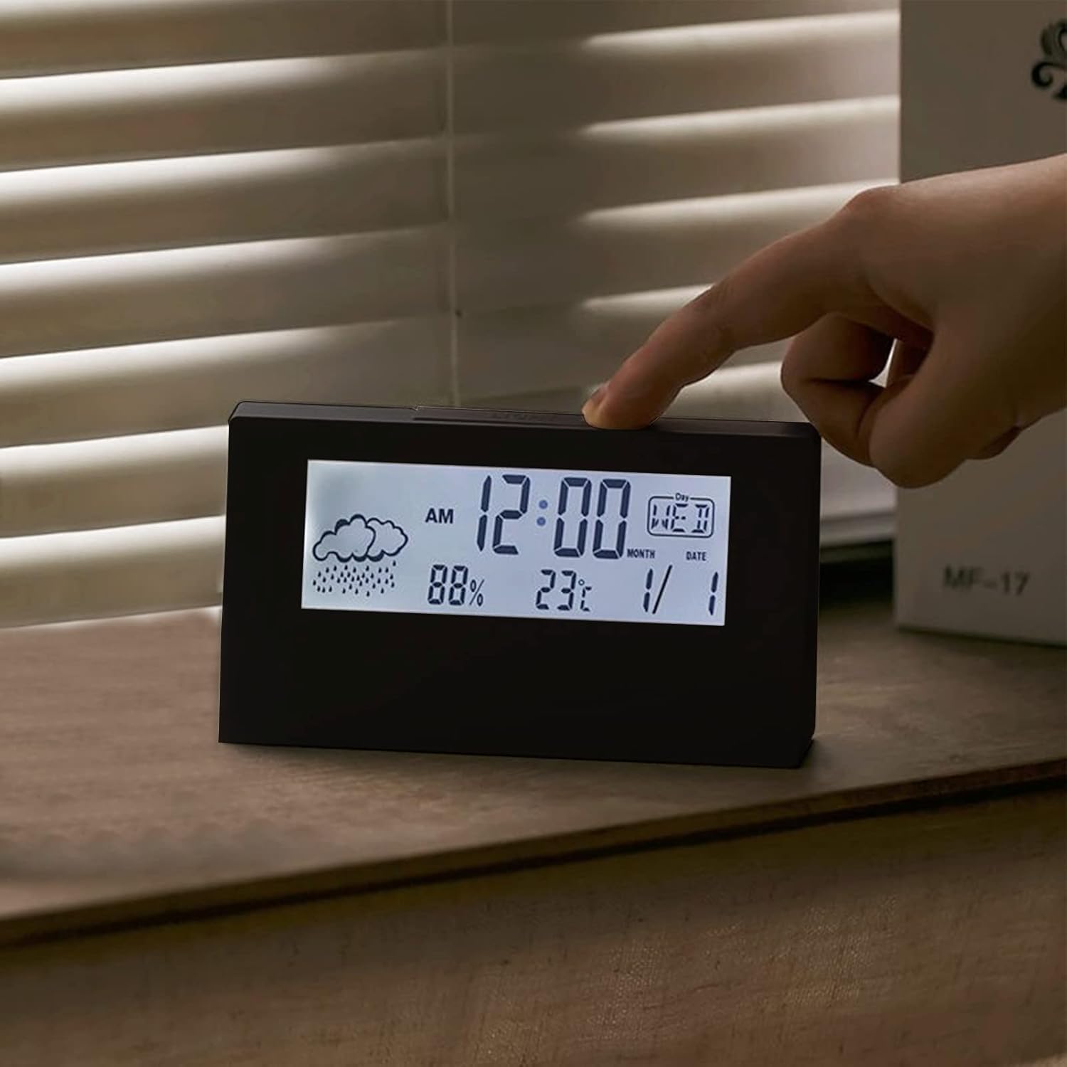 Lovskoo Digital Clock Alarm with Weather and Temperature