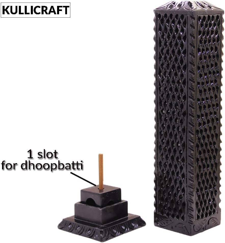 KC KULLICRAFT Handmade Black Soapstone Incense Stick Burner