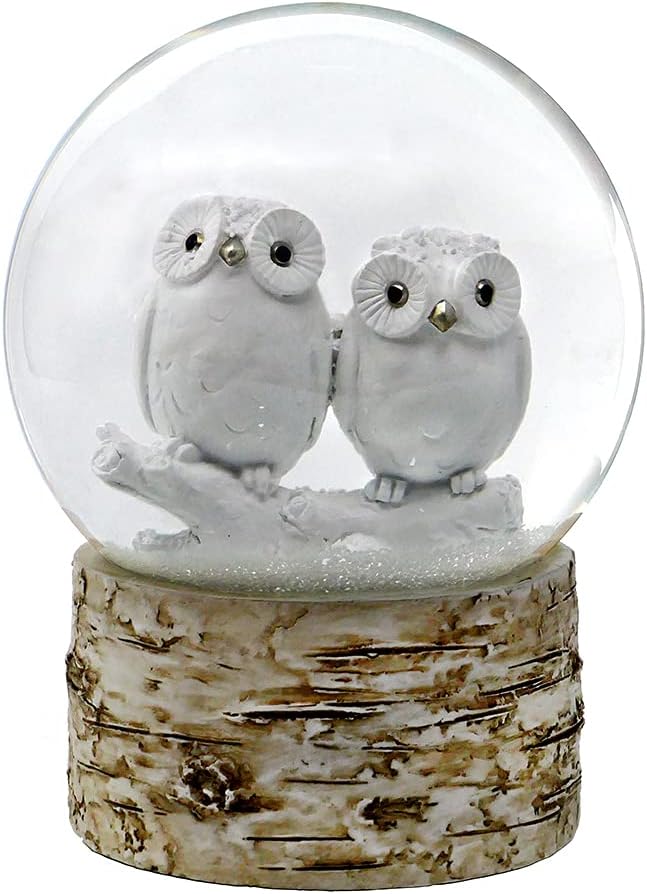 White Owl Babies 120MM Snow Globe with Chopin Tune